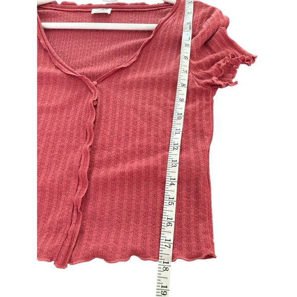 COTTON:ON Button Front Gauzey Ribbed Short Sleeve Cardi Tee in Red Size Small - Picture 10 of 10